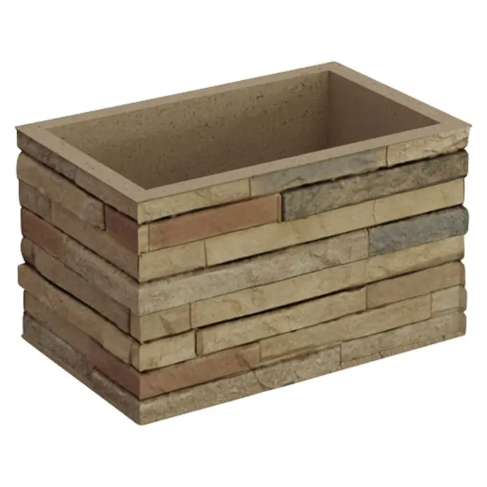 Sotnas Ampliación chimenea para barbacoas - Hormigón ligero ignífugo, L x An x Al: 32 x 50 x 42 cm, Castaño - Jardinera rectangular con exterior de aspecto de piedra natural en capas, apta para plantas.