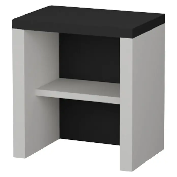 Sotnas Mesa de barbacoa para barbacoa Brasilia - Blanco/Negro, An x Pr x Al: 80 x 55 x 88 cm, Sin fregadero - Mesita de noche bicolor negra y blanca con un estante abierto.