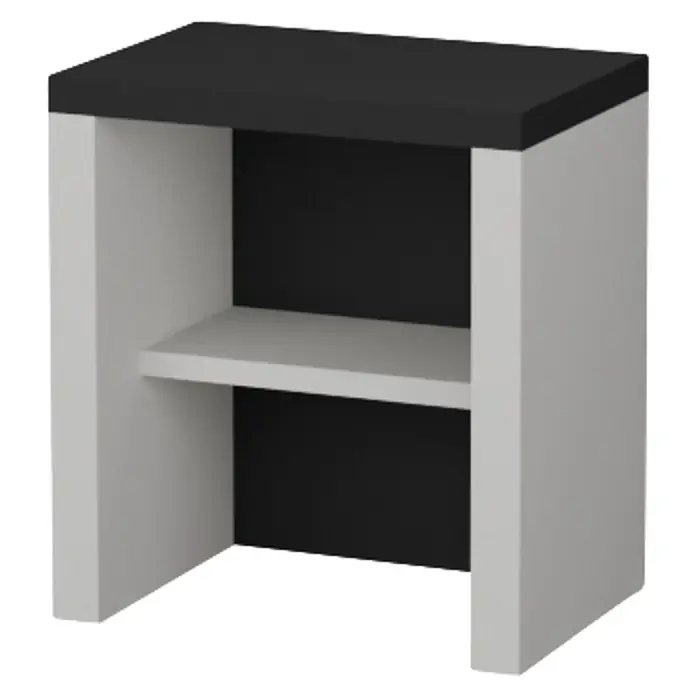 Sotnas Mesa de barbacoa para barbacoa Maiorca - Blanco/Negro, An x Pr x Al: 80 x 55 x 88 cm, Sin fregadero - Mesa auxiliar moderna con estante abierto, blanca y negra.