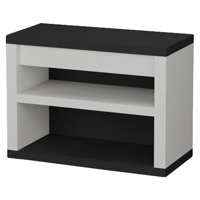 Sotnas Mesa de barbacoa para barbacoa Faro - Blanco/Negro, An x Pr x Al: 119 x 55 x 88 cm, Sin fregadero - Mueble abierto de dos estantes blanco y negro, ideal para medios o almacenamiento general.