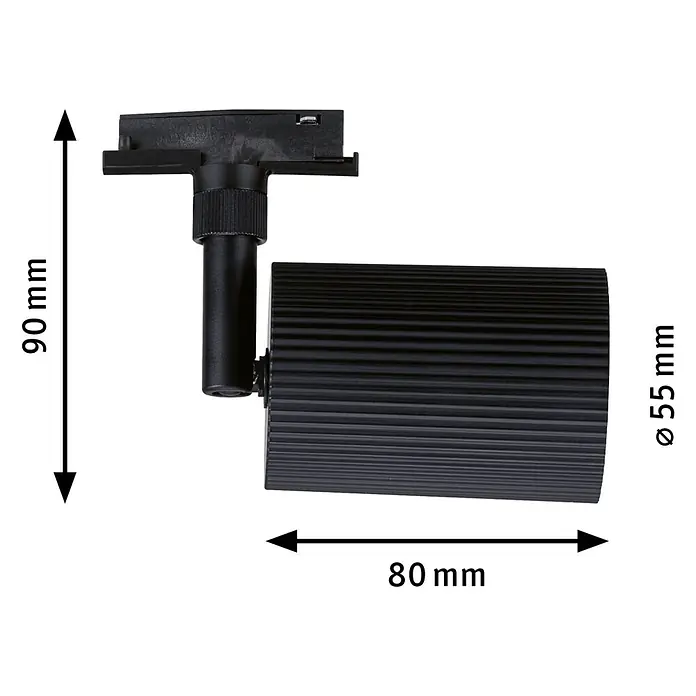 Paulmann URail LED-Spot Rivon - 10 W, Schwarz matt, 8 x 8 x 15,4 cm - Skizze