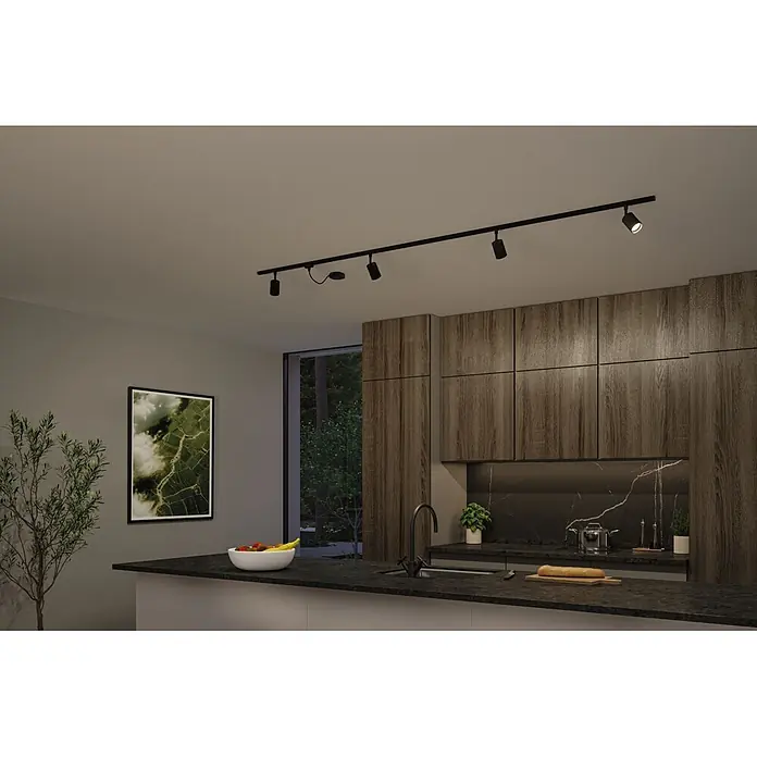 Paulmann URail LED-Schienensystem Set Rivon - Schwarz matt, 2,17 m, Nicht Dimmbar, Anzahl Leuchtmittel: 3 Stk. - Stimmungsaufnahme