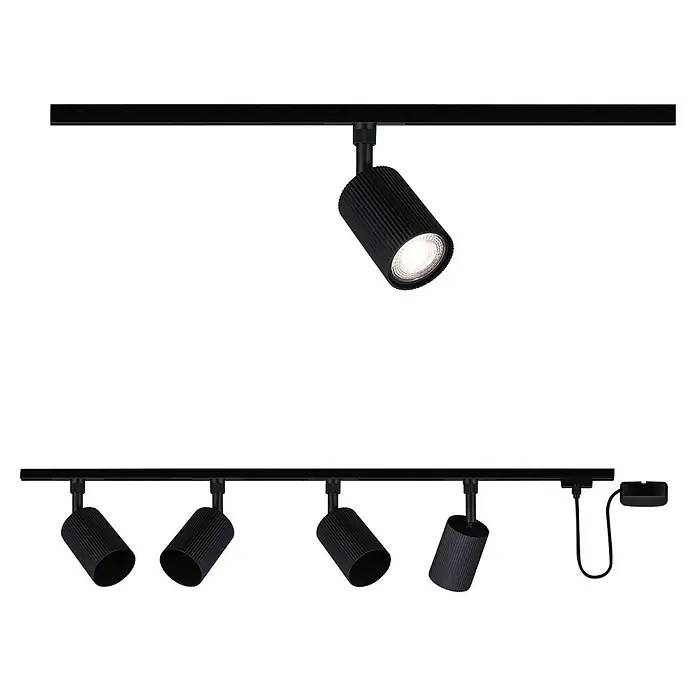 Paulmann URail LED-Schienensystem Set Rivon - Schwarz matt, 2,17 m, Nicht Dimmbar, Anzahl Leuchtmittel: 3 Stk. - Vorderansicht