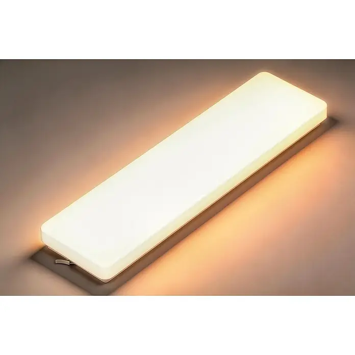 Profi Depot LED-Feuchtraumlichtleiste LED-Wannenleuchte - L x B x H: 60 x 16 x 5,6 cm, Lichtfarbe: Neutralweiß, 24 W, IP44 - Rechteckige LED-Deckenleuchte mit warmweißem Licht, bündig montiert.