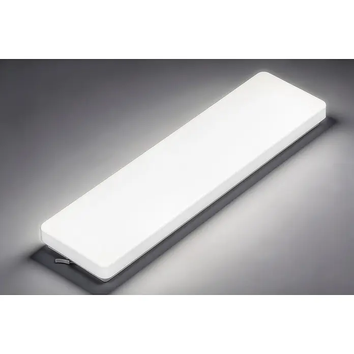 Profi Depot LED-Feuchtraumlichtleiste LED-Wannenleuchte - L x B x H: 60 x 16 x 5,6 cm, Lichtfarbe: Neutralweiß, 24 W, IP44 - Beleuchtete weiße rechteckige LED-Panel-Leuchte.