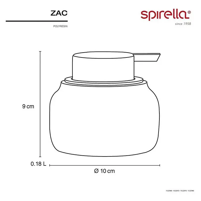 Spirella Dosificador de jabón Zac - Verde - Dibujo lineal de dispensador de jabón de poliresina, 9 cm de alto, 10 cm de diámetro, 0,18 L.
