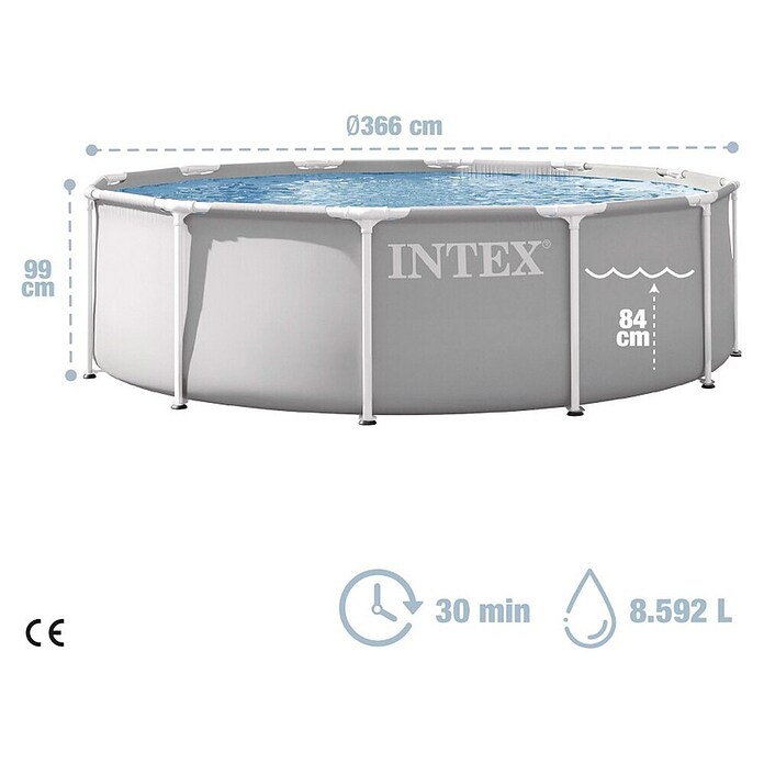 Intex Piscina Frame Prisma (Ø x Al: 366 x 99 cm, Gris, 8.592 l) | BAUHAUS