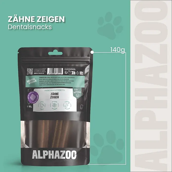 Alphazoo Hundesnack Zähne zeigen Kaustange - 140 g