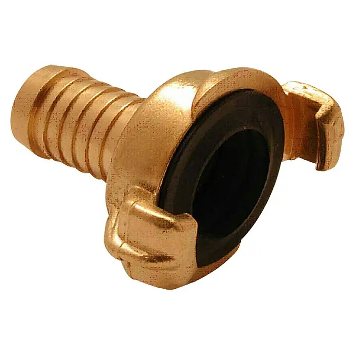 Schlauchstück - ½″, Messing - Messing-Schnellkupplung mit Schlauchtülle und schwarzer Dichtung für zuverlässige Schlauchverbindungen. Ideal für Druckluft und Wasser.