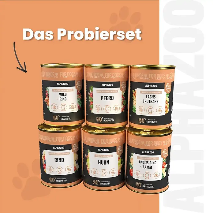 Alphazoo Hundenassfutter Probierschmaus 6x400g - 2.400 g, Alleinfuttermittel