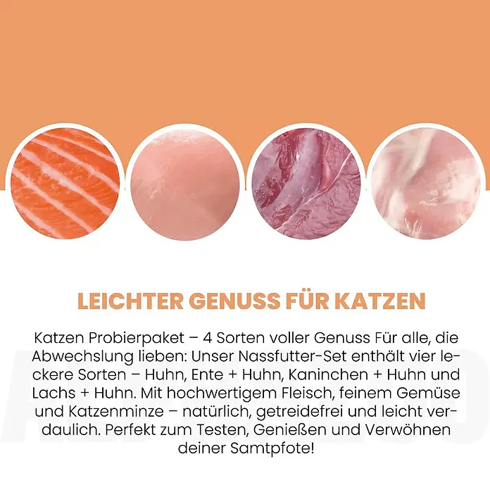 Alphazoo Katzennassfutter Probierschmaus 4x200g - 800 g, Alleinfuttermittel