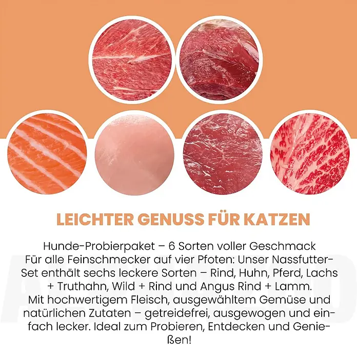Alphazoo Hundenassfutter Probierschmaus 6x400g - 2.400 g, Alleinfuttermittel