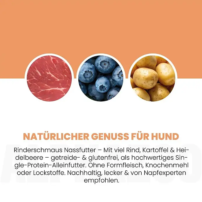 Alphazoo Hundenassfutter Monoprotein Rind 12x400g - 4.800 g, Alleinfuttermittel