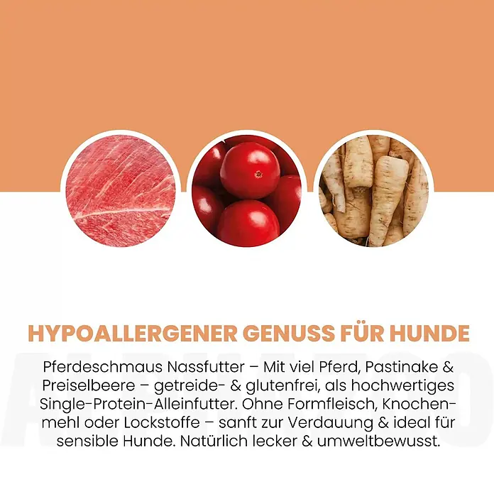 Alphazoo Hundenassfutter Monoprotein Pferd 12x400g - 4.800 g, Alleinfuttermittel
