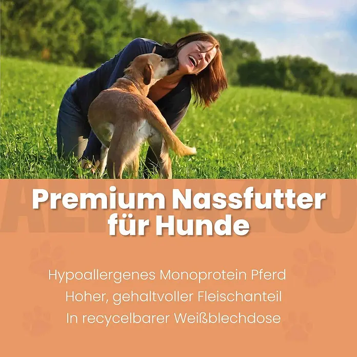 Alphazoo Hundenassfutter Monoprotein Pferd 12x400g - 4.800 g, Alleinfuttermittel