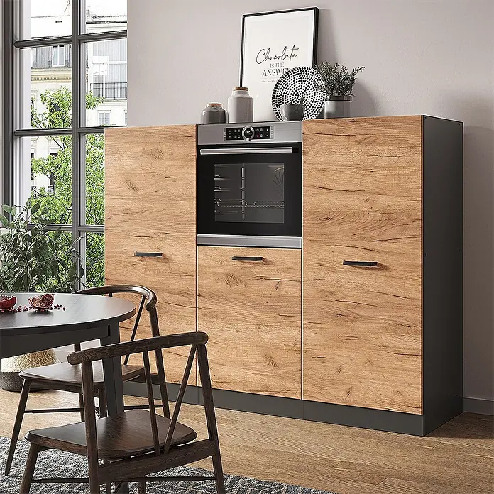 Vicco Küchenleerblock R-Line Goldkraft Eiche/Anthrazit ohne Arbeitsplatte - Goldkraft Eiche
