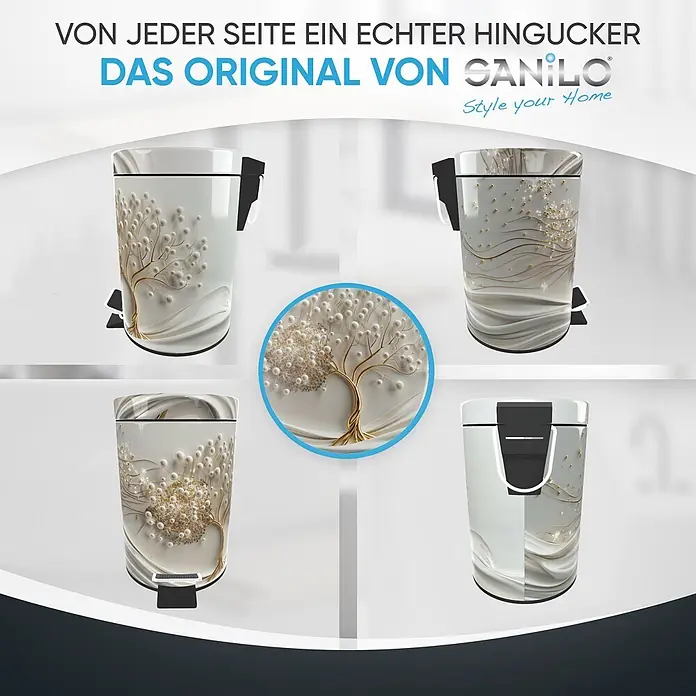 SANILO Kosmetikeimer Tree of Life - 3 l, Metall, Weiß