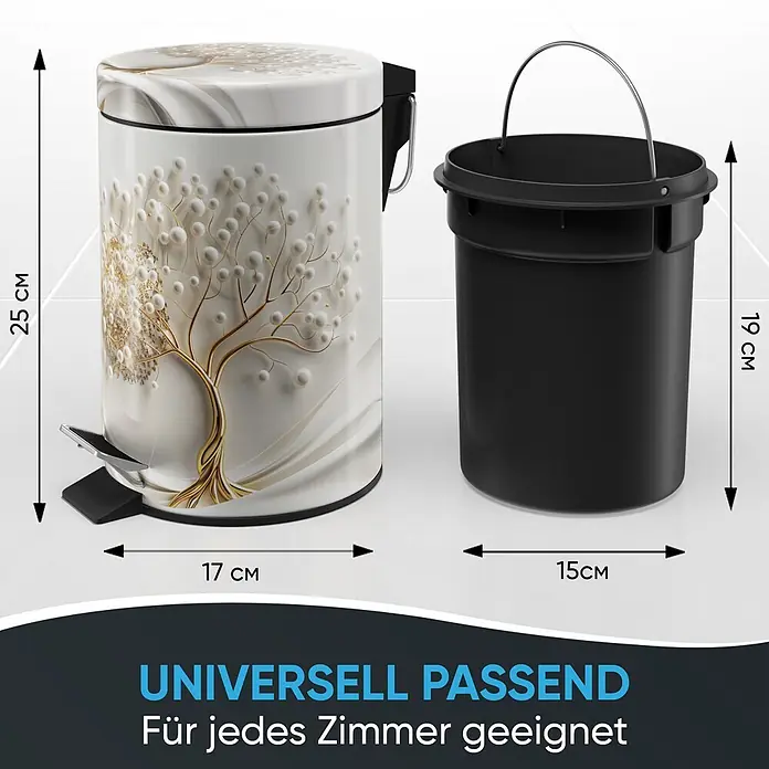 SANILO Kosmetikeimer Tree of Life - 3 l, Metall, Weiß