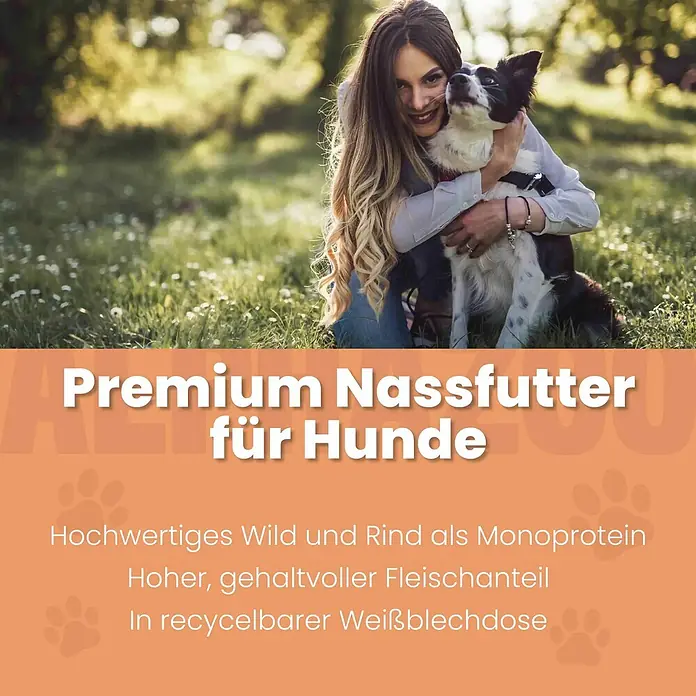 Alphazoo Hundenassfutter Wild + Rind 6x400g - 2.400 g, Alleinfuttermittel