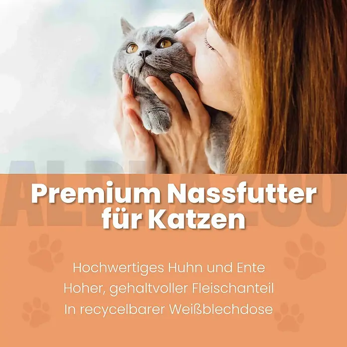 Alphazoo Katzennassfutter Ente + Huhn 6x200g - 1.200 g, Alleinfuttermittel