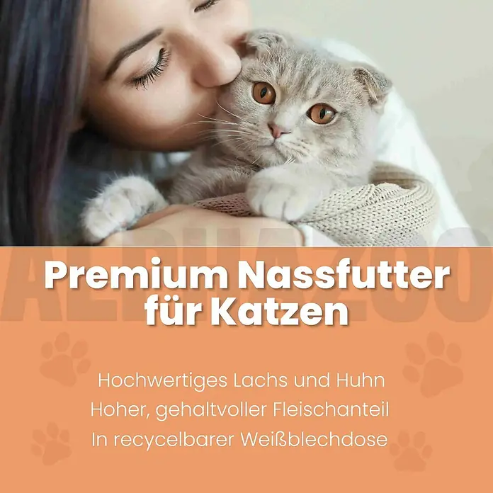 Alphazoo Katzennassfutter Lachs + Huhn 6x200g - 1.200 g, Alleinfuttermittel