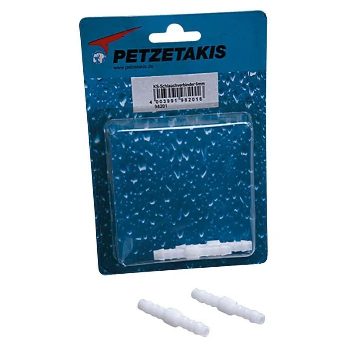 Petzetakis KS-Schlauchverbinder - Durchmesser: 8 mm - Petzetakis KS-Schlauchverbinder 6mm in der Verpackung und zwei Schlauchverbinder separat.