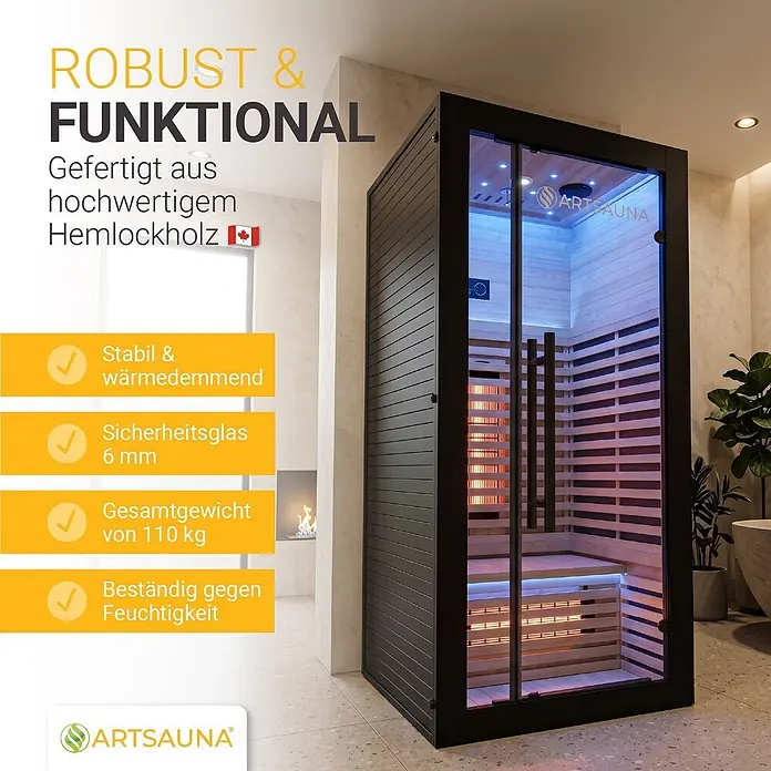 Artsauna Elementsauna - L x B x H: 90 x 90 x 190 cm
