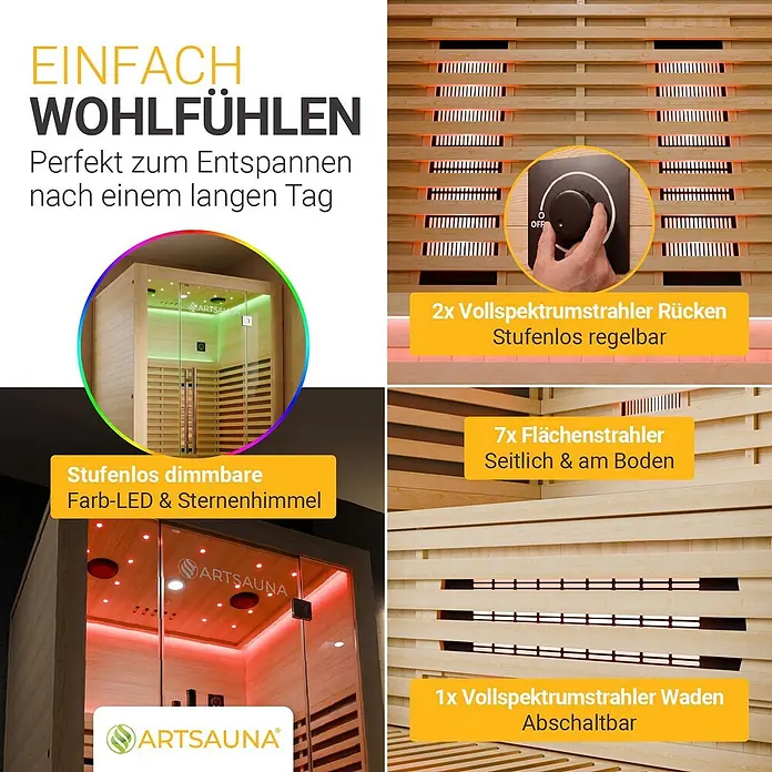 Artsauna Elementsauna - L x B x H: 120 x 105 x 190 cm