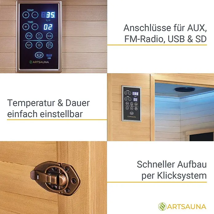 Artsauna Elementsauna - L x B x H: 100 x 120 x 190 cm