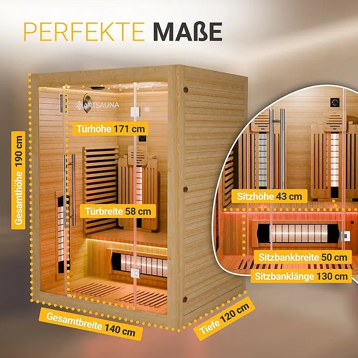 Artsauna Elementsauna - L x B x H: 140 x 120 x 190 cm
