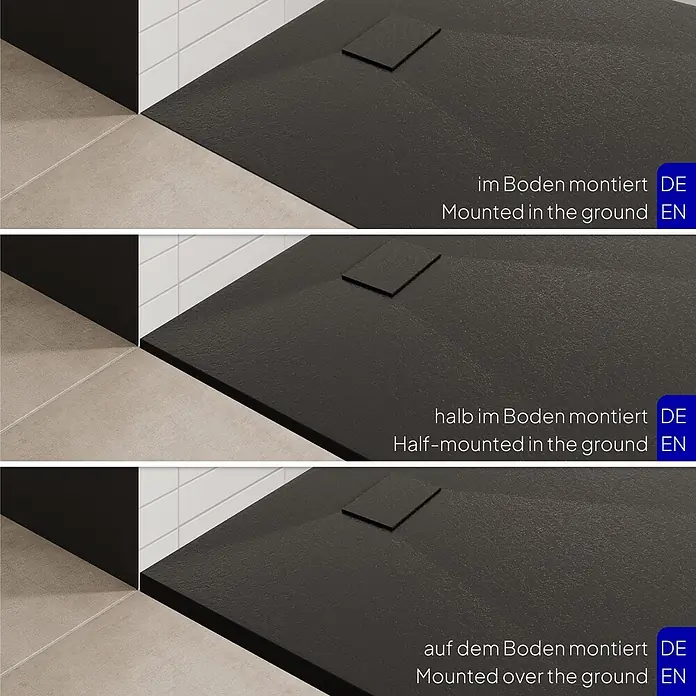 i-flair Duschwanne Boreal 120x90 cm - Verbundwerkstoff, Schwarz