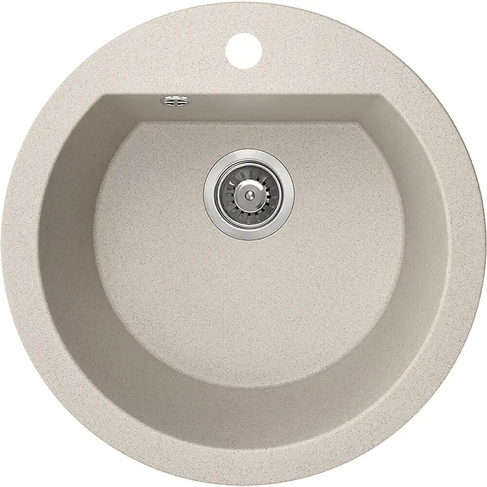 Bad Land Einbauspüle DAFNE Granitspüle 51 x 51 cm Beige, Einzelbecken, Siphon - 51 x 51 cm, Verbundwerkstoff