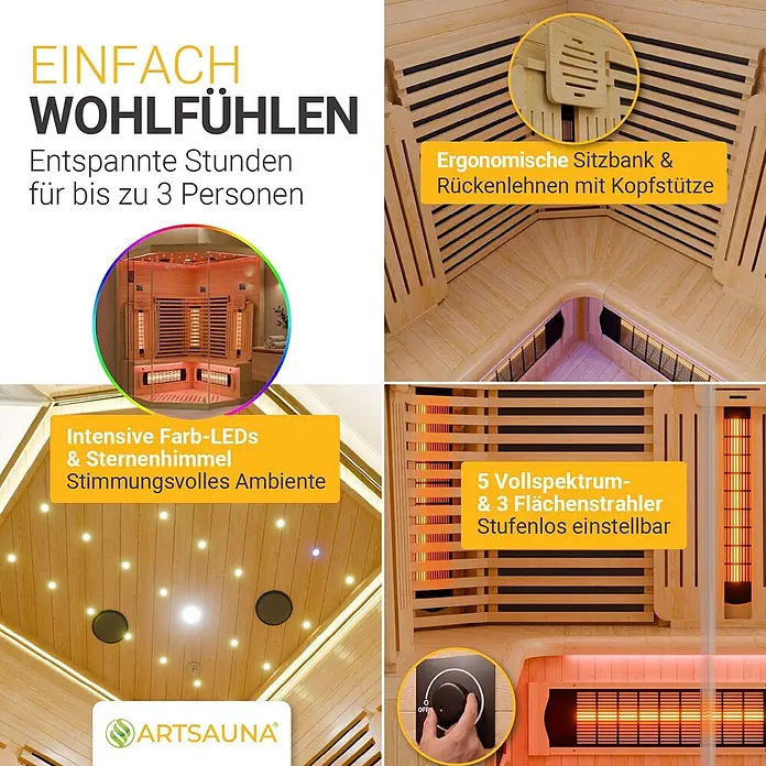 Artsauna Elementsauna - L x B x H: 140 x 140 x 190 cm
