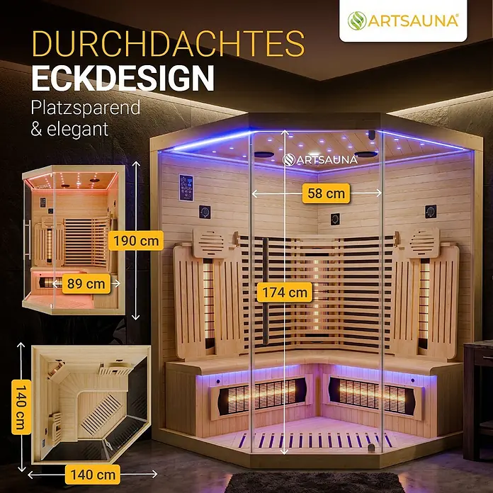 Artsauna Elementsauna - L x B x H: 140 x 140 x 190 cm