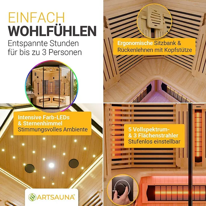 Artsauna Elementsauna - L x B x H: 140 x 140 x 190 cm