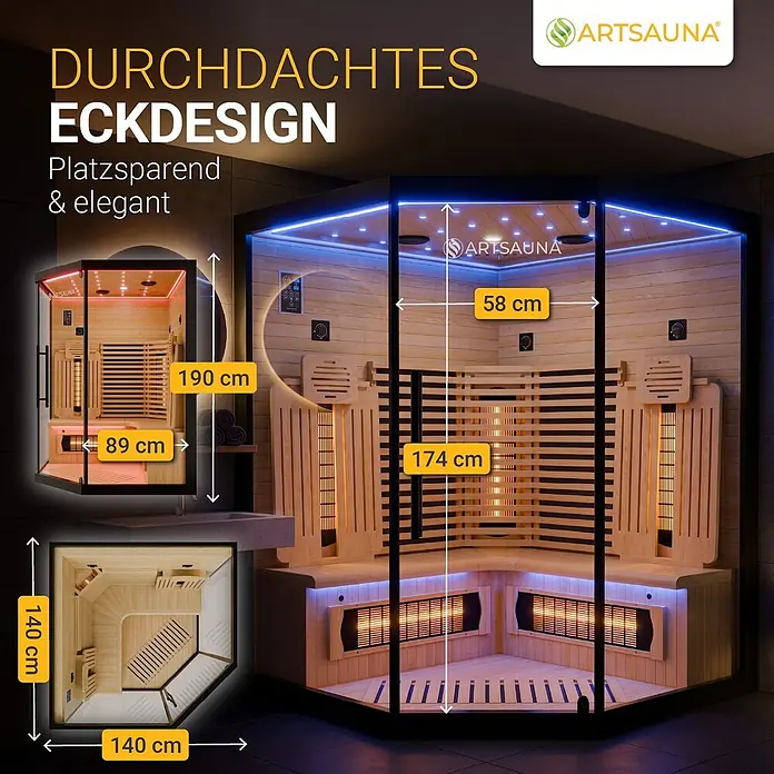 Artsauna Elementsauna - L x B x H: 140 x 140 x 190 cm