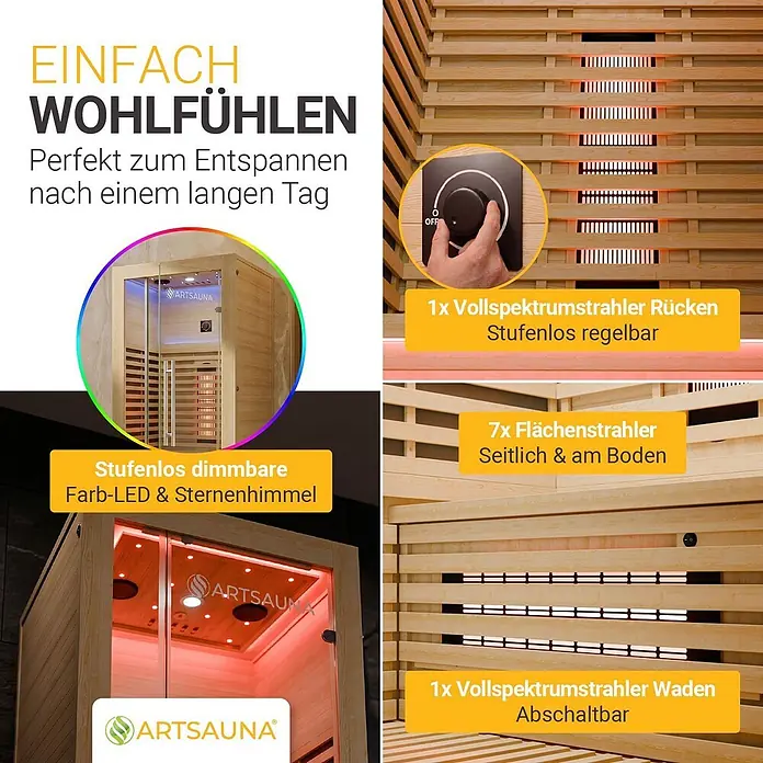Artsauna Elementsauna - L x B x H: 90 x 90 x 190 cm