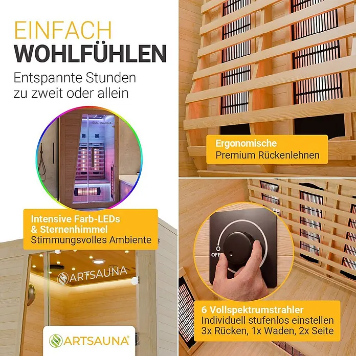 Artsauna Elementsauna - L x B x H: 115 x 105 x 190 cm