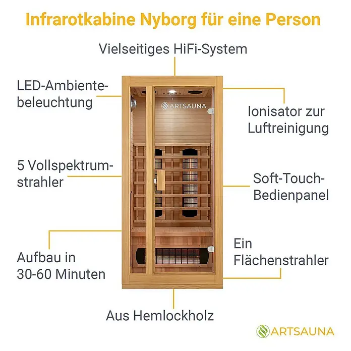 Artsauna Elementsauna - L x B x H: 90 x 90 x 190 cm