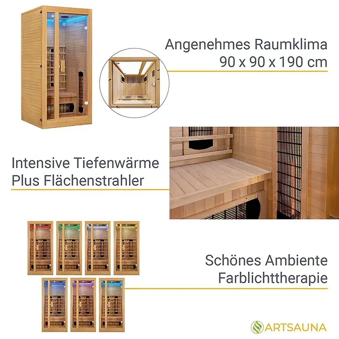Artsauna Elementsauna - L x B x H: 90 x 90 x 190 cm