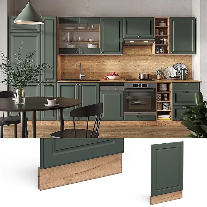Vicco Schrankküche Grün-Gold Landhaus ohne Arbeitsplatte - Grün-Gold Landhaus, Frontblende 45 cm