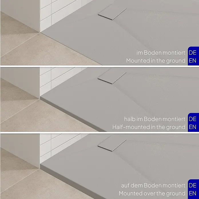 i-flair Duschwanne Boreal 140x80 cm - Verbundwerkstoff, Grau