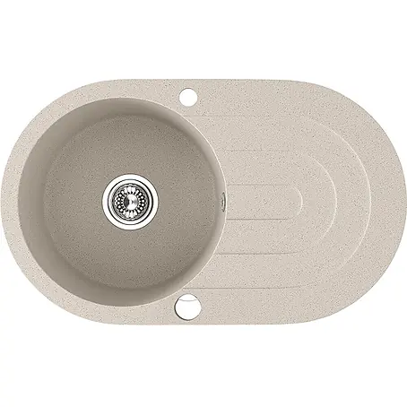 Bad Land  Einbauspüle DAFNE Granitspüle 47 x 78 cm Beige, Einzelbecken, lange Abtropffl., Siphon