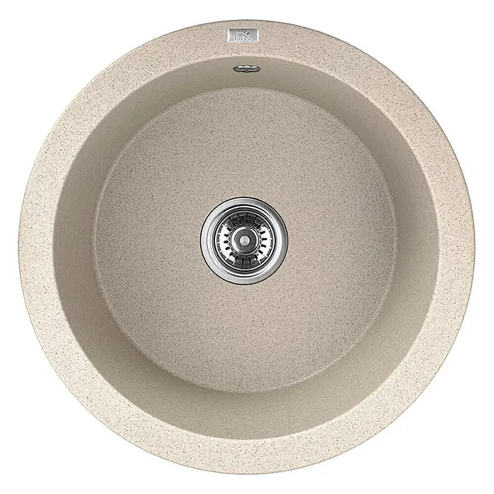 Bad Land Einbauspüle DAFNE Granitspüle 51 x 51 cm Beige, Einzelbecken, Siphon - 51 x 51 cm, Verbundwerkstoff