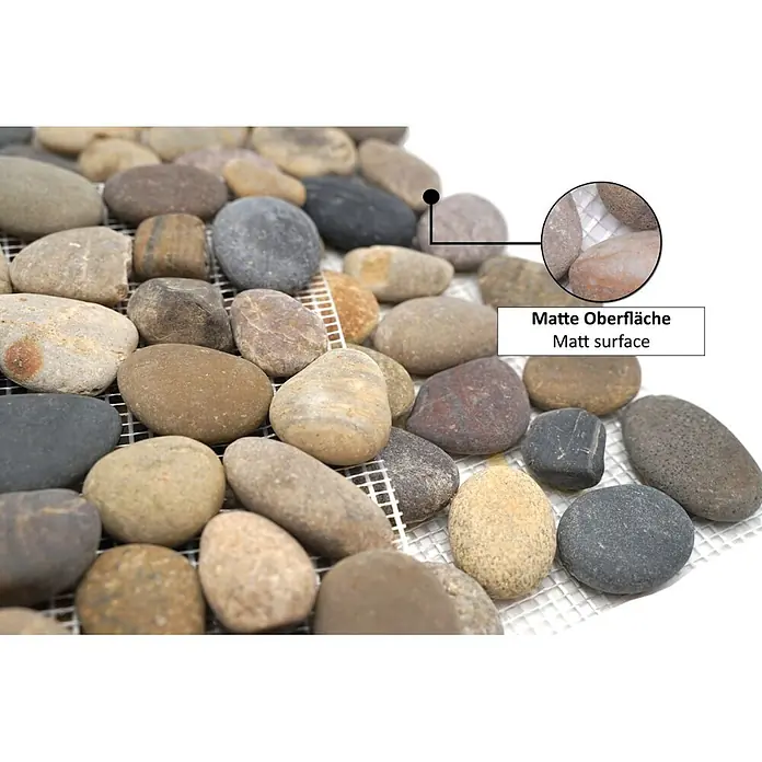 Mosaikfliese Kiesel XKF 004M - 31,5 x 31,5 cm, Grau/Beige, Matt - Informationsansicht