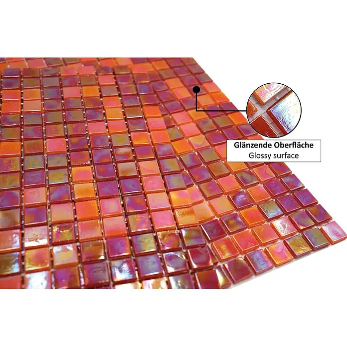 Mosaikfliese Quadrat Mix GM MRY 933 - 31,7 x 31,7 cm, Rot, Glänzend - Informationsansicht