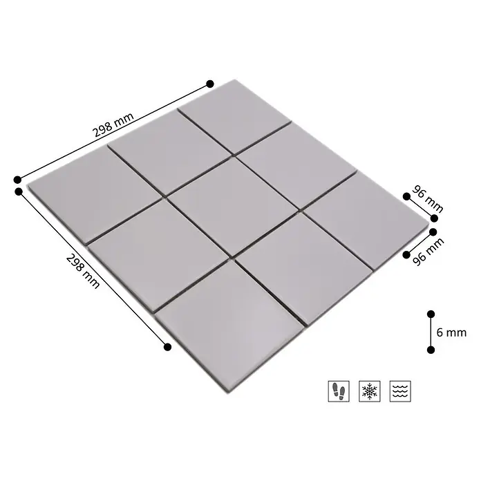 Mosaikfliese Quadrat Uni CQ 105 - 29,8 x 29,8 cm, Weiß, Matt - Skizze