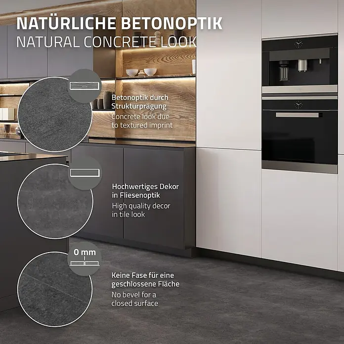 ML-Design Vinylboden Klebevinyl Bodenfliesen wasserdicht 6,68m²/36 Stk. Grau Zement Dunkel - Zement Dunkel, 610 x 305 x 2 mm