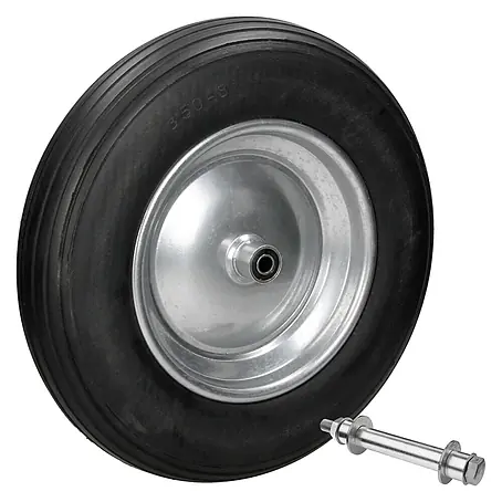 Schubkarrenrad aus PU Vollgummi 3.50-8/Ø350 x 80 mm Schwarz