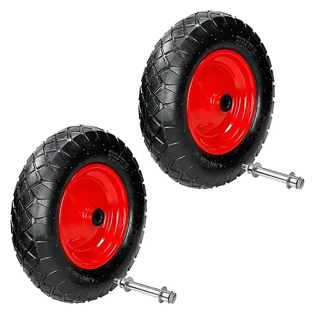 Schubkarrenrad 2er Set luftbereift mit Achse Ø 390 mm Schwarz 200kg